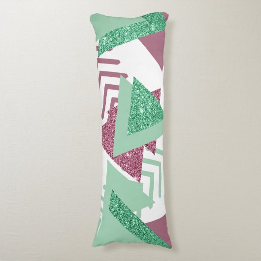 80er Fresh Abstrakt | Muster rosa und grüne Formen Seitenschläferkissen (Vorderseite Vertikal)