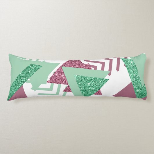 80er Fresh Abstrakt | Muster rosa und grüne Formen Seitenschläferkissen (Vorderseite)