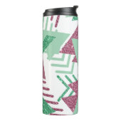 80er Fresh Abstrakt | Muster rosa und grüne Formen Thermosbecher (Nach links gedreht)