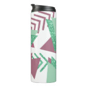 80er Fresh Abstrakt | Muster rosa und grüne Formen Thermosbecher (Nach rechts gedreht)