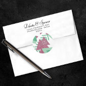 80er Fresh Abstrakt | Rosa und grüne Form Monogram Runder Aufkleber