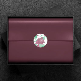 80er Fresh Abstrakt | Rosa und grüne Form Monogram Runder Aufkleber