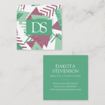 80er Fresh Abstrakt | Rosa und grüne Form Monogram