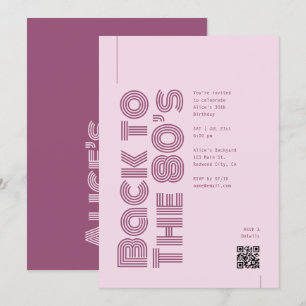 80er Geburtstagsfeier Retro Pink QR Code Einladung