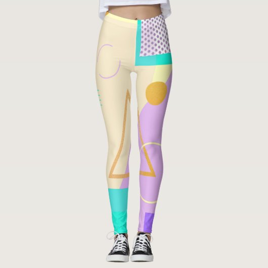 80er geometrisch funky Retromemphis Muster Legging Leggings (Vorderseite)
