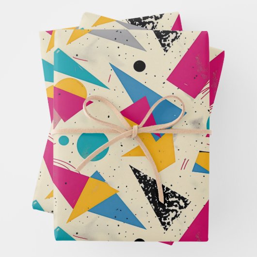 80er Geometrisches Muster Geschenkpapier Set (Beispiel)