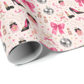 80er Glamour-Mode Geburtstags-Geschenkpapier Geschenkpapier (Rolleneckpunkt)