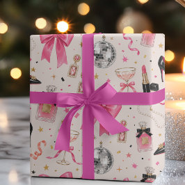 80er Glamour-Mode Geburtstags-Geschenkpapier Geschenkpapier