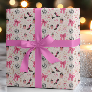 80er Glamour-Mode Geburtstags-Geschenkpapier Geschenkpapier