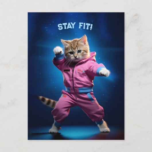 80er Gym Kitten Postkarte (Vorderseite)