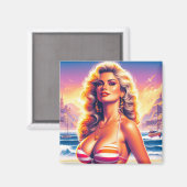 80er heiße Strand-Pin-up Magnet (Vorderseite/Rückseite)