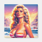 80er heiße Strand-Pin-up Magnet (Vorne)