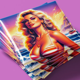 80er heiße Strand-Pin-up Magnet