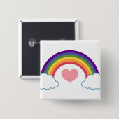 80er Herz & Regenbogen - Knopf Button (Vorne & Hinten)