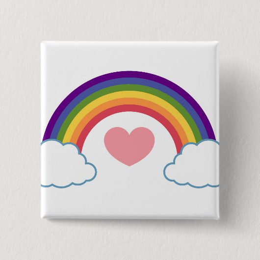 80er Herz & Regenbogen - Knopf Button (Vorderseite)