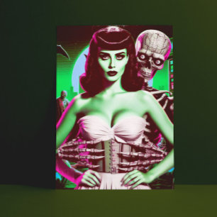 80er Horror VHS Girl Postkarte