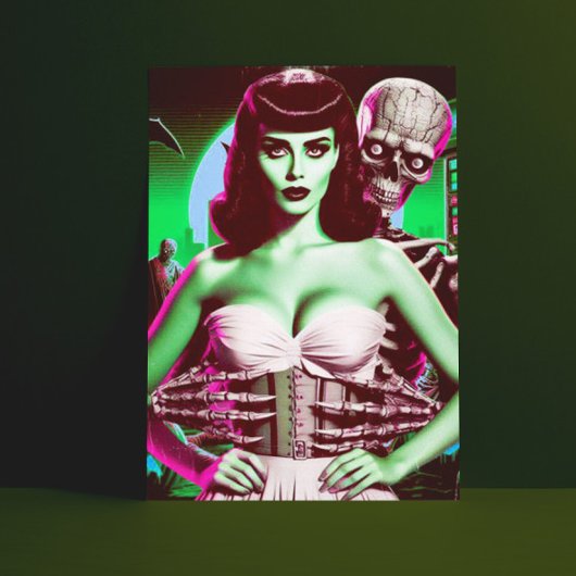 80er Horror VHS Girl Postkarte