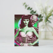 80er Horror VHS Girl Postkarte (Stehend Vorderseite)