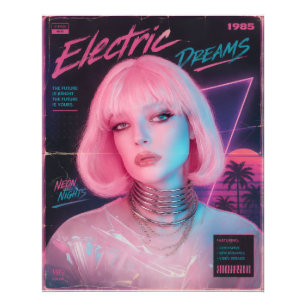 80er-Jahre-Ästhetik Synthwave Pink Fotodruck