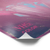 80er-Jahre-Ästhetik Synthwave Pink Poster (Ecke)