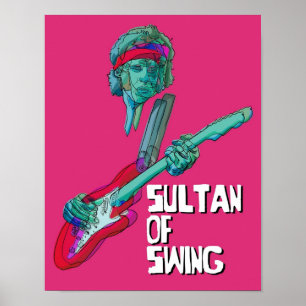 80er Jahre Dire Sultan des Swing Pop Rock 70er Jah Poster