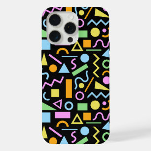 80er-Jahre-Formmuster Farbe auf Schwarz iPhone 15 Pro Max Hülle
