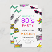 80er Jahre Geburtstagsparty Einladung Retro Thema (Vorne/Hinten)