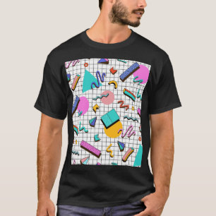 80er Jahre Helle Karos: Vintage-Geometrie. T-Shirt