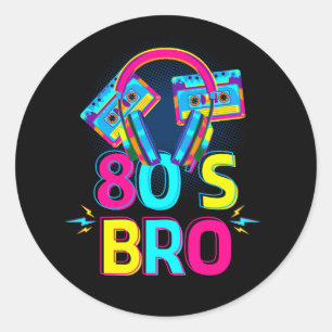 80er Jahre Kostüm Party Vintage 80er Musikliebhabe Runder Aufkleber