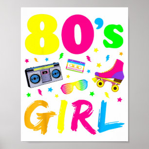 80er Jahre Mädchen Geburtstagsfeier Kostüm Retro V Poster