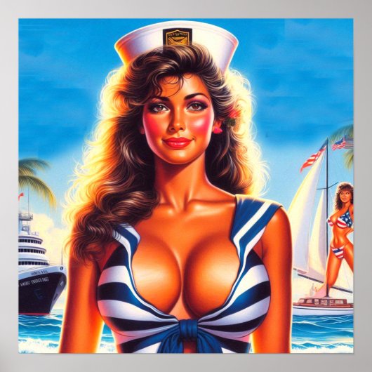80er Jahre Matrosen Pin-up Poster (Vorne)