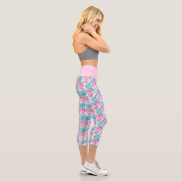 80er Jahre Memphis Active Pink Light Blue Capri Leggings