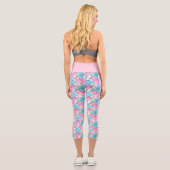 80er Jahre Memphis Active Pink Light Blue Capri Leggings (Rückseite)