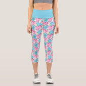 80er Jahre Memphis Active Pink Light Blue Capri Leggings (Vorderseite)