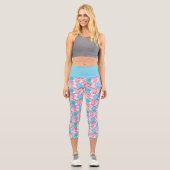 80er Jahre Memphis Active Pink Light Blue Capri Leggings (Vorderseite)