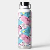 80er Jahre Memphis Active Pink Light Blue Trinkflasche (Rückseite)