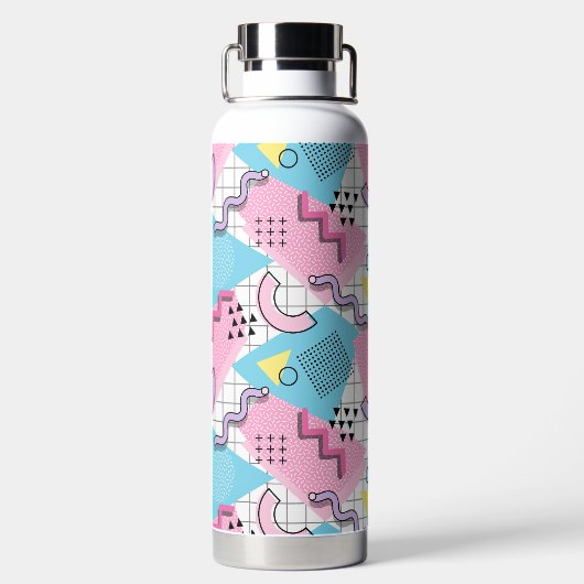 80er Jahre Memphis Active Pink Light Blue Trinkflasche (Rückseite)