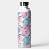 80er Jahre Memphis Active Pink Light Blue Trinkflasche (links)