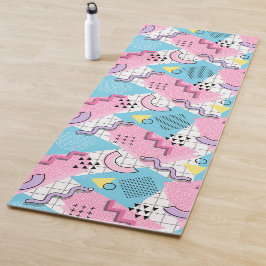 80er Jahre Memphis Active Pink Light Blue Yogamatte