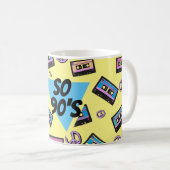 80er Jahre Retro Cassette Tape Peace Sign Triangle Kaffeetasse (VorderseiteRechts)