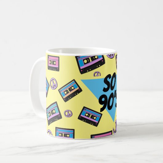 80er Jahre Retro Cassette Tape Peace Sign Triangle Kaffeetasse (Vorderseite Links)