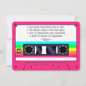 80er Jahre Retro Rosa Neon Label Kassette Geburtst Einladung (Rückseite)