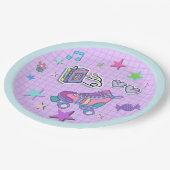 80er Jahre Themenabend, Roller Skate, Musik, Stars Pappteller (Schrägansicht)