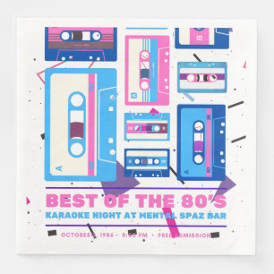 80er Jahre Vintager Stil ACHTGHTIES Retro-Kassette Serviette