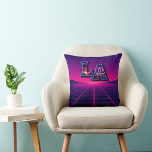 80er Kalifornien Style Neon LA Typografie Kunst Kissen