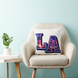 80er Kalifornien Style Neon LA Typografie Kunst Kissen