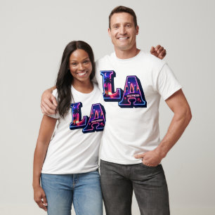 80er Kalifornien Style Neon LA Typografie Kunst T-Shirt