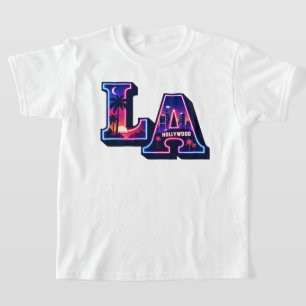 80er Kalifornien Style Neon LA Typografie Kunst T-Shirt