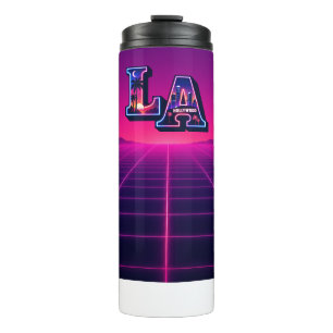 80er Kalifornien Style Neon LA Typografie Kunst Thermosbecher