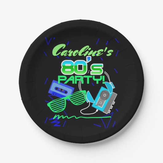 80er Kassetten-Band-Party Pappteller (Vorderseite)